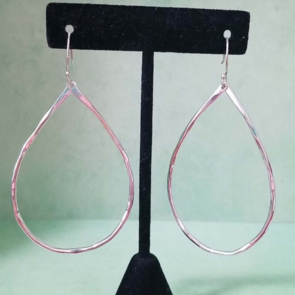 Teardrop shaped silver earrings NWOT